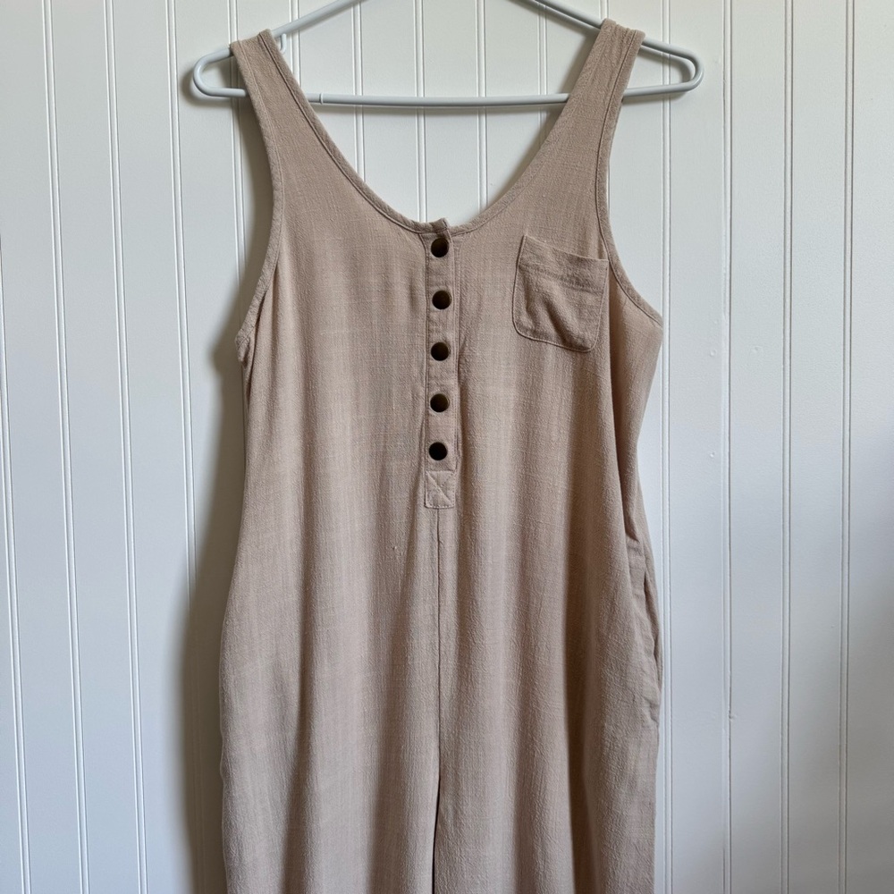 Jackson Rowe Beige Tank Jumpsuit with Button Front